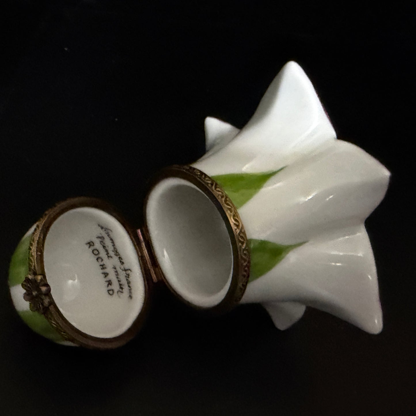 Rochard Limoges France Lily Flower Porcelain Trinket Box Hand Painted