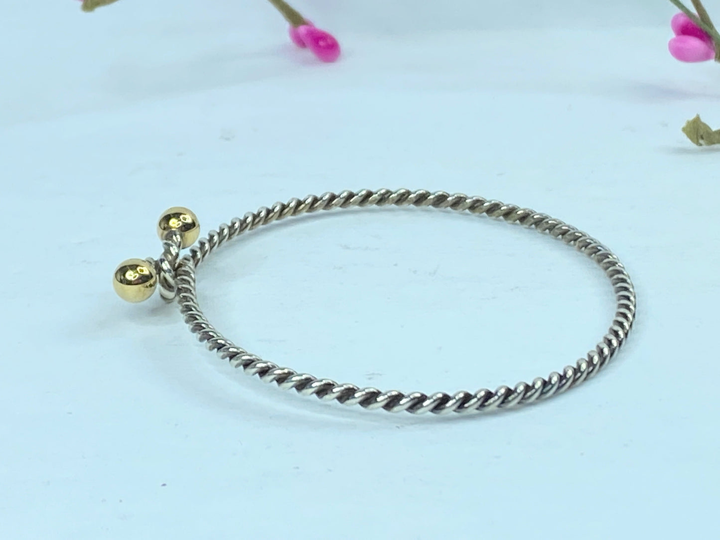 Tiffany & Co Sterling Silver and 18K Yellow Gold Spiral Cable Bracelet JR711