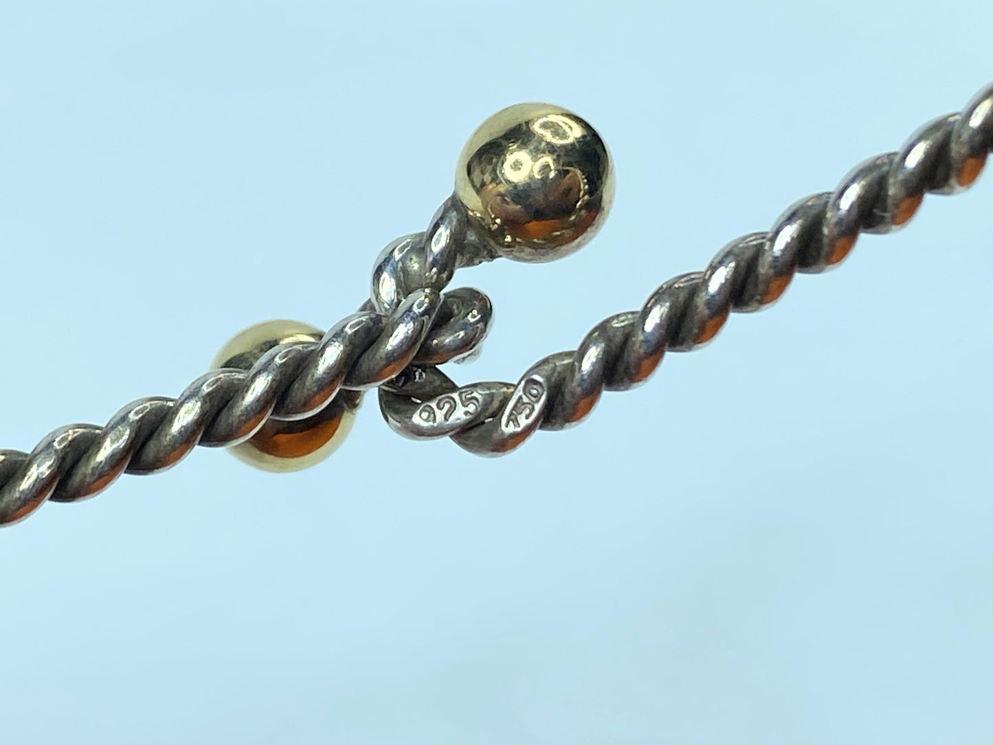 Tiffany & Co Sterling Silver and 18K Yellow Gold Spiral Cable Bracelet JR711