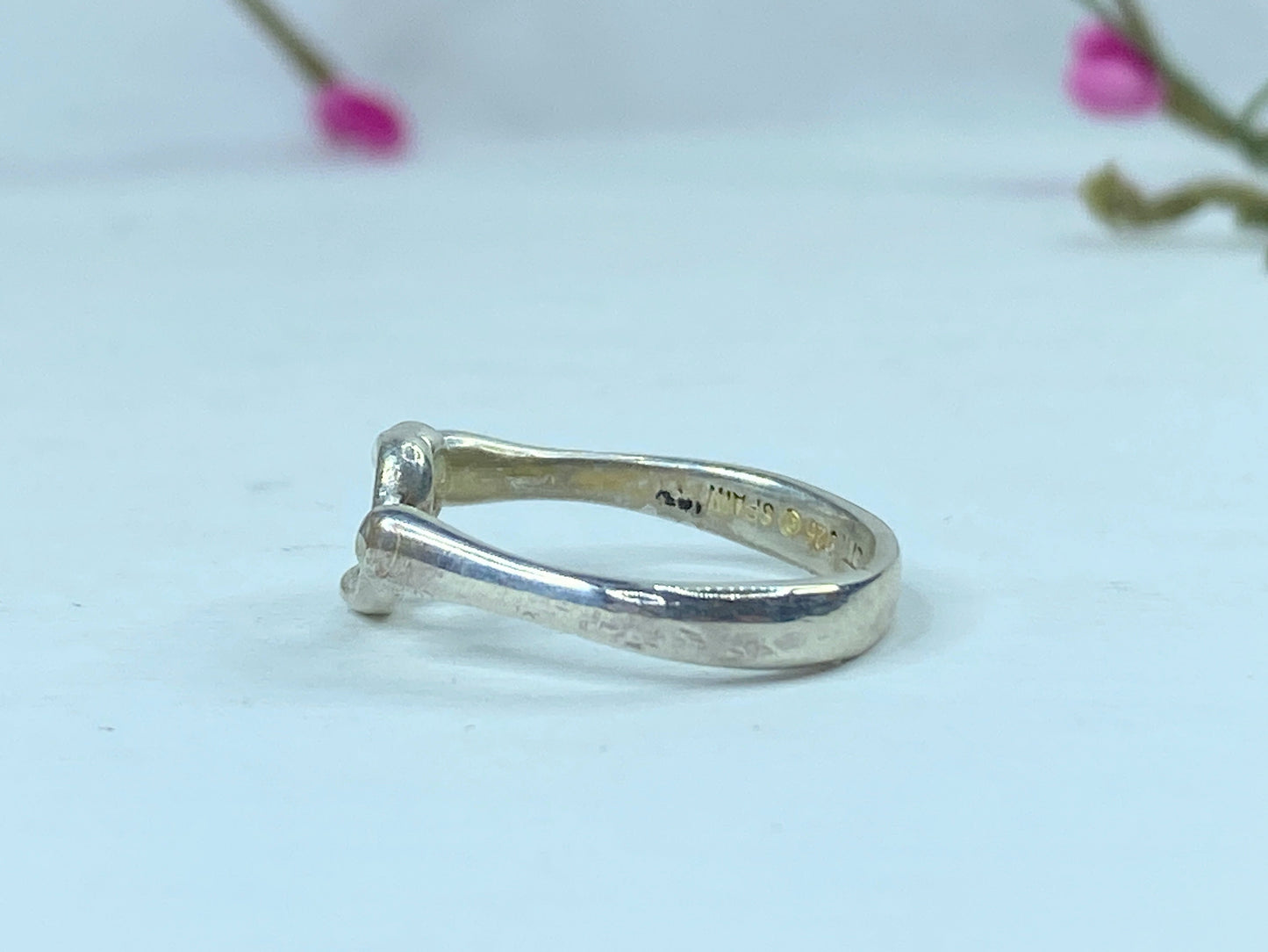 Tiffany & Co. Sterling Silver Elsa Peretti Open Heart Ring s7 2.8g JR712