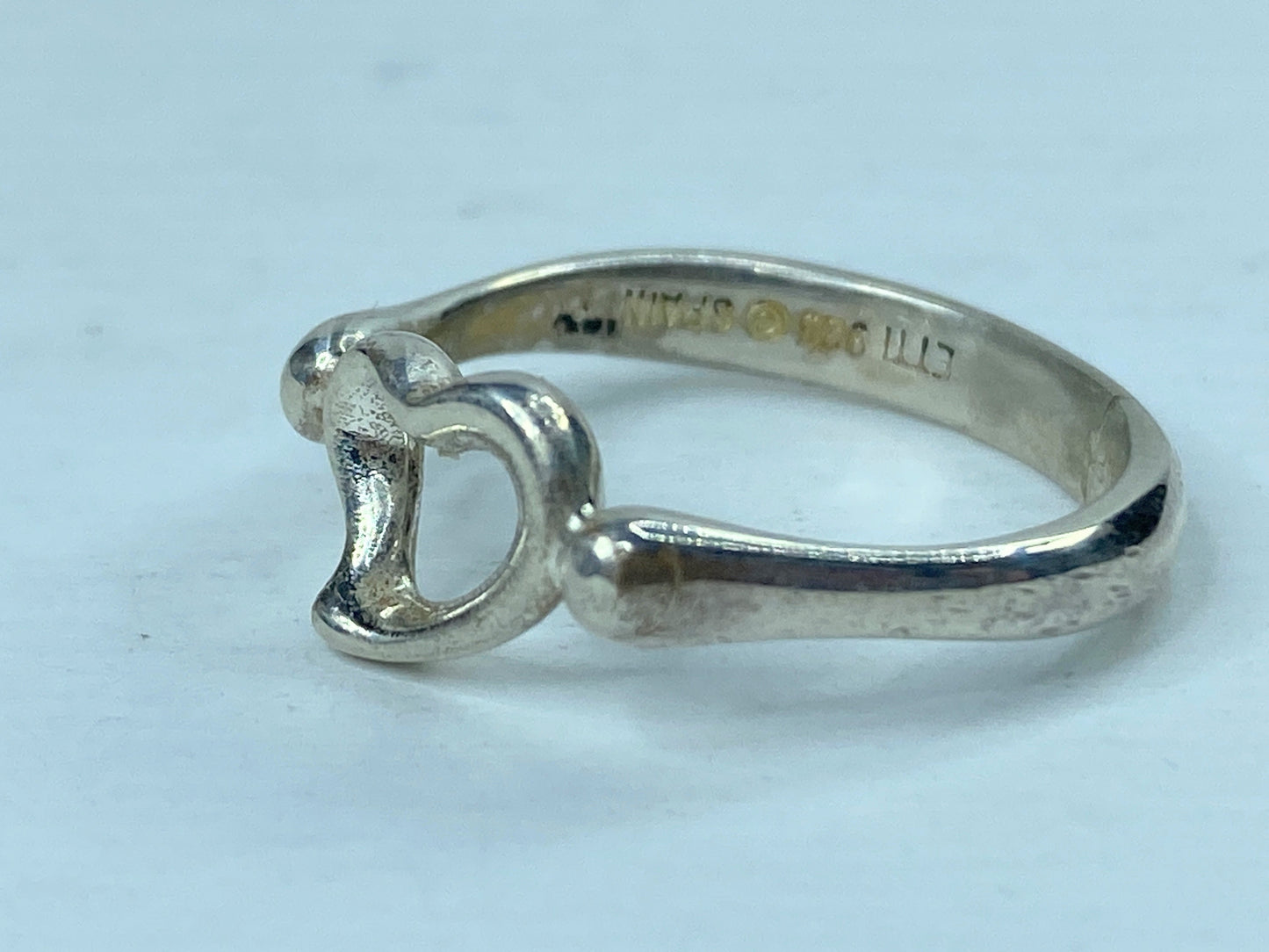 Tiffany & Co. Sterling Silver Elsa Peretti Open Heart Ring s7 2.8g JR712