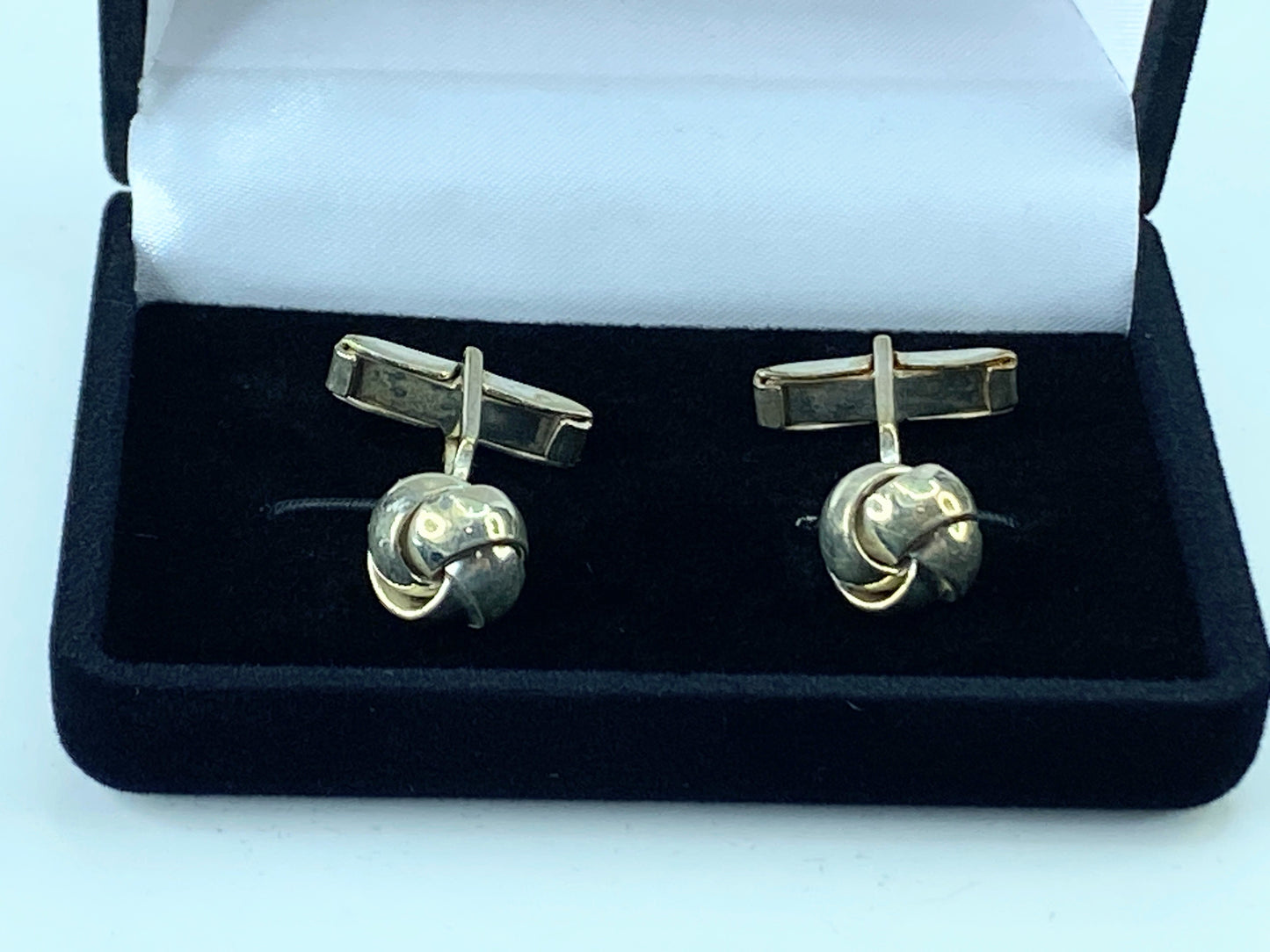 Sterling Silver Twist Knot cufflinks 10.8mm 12g in black velvet box JR266
