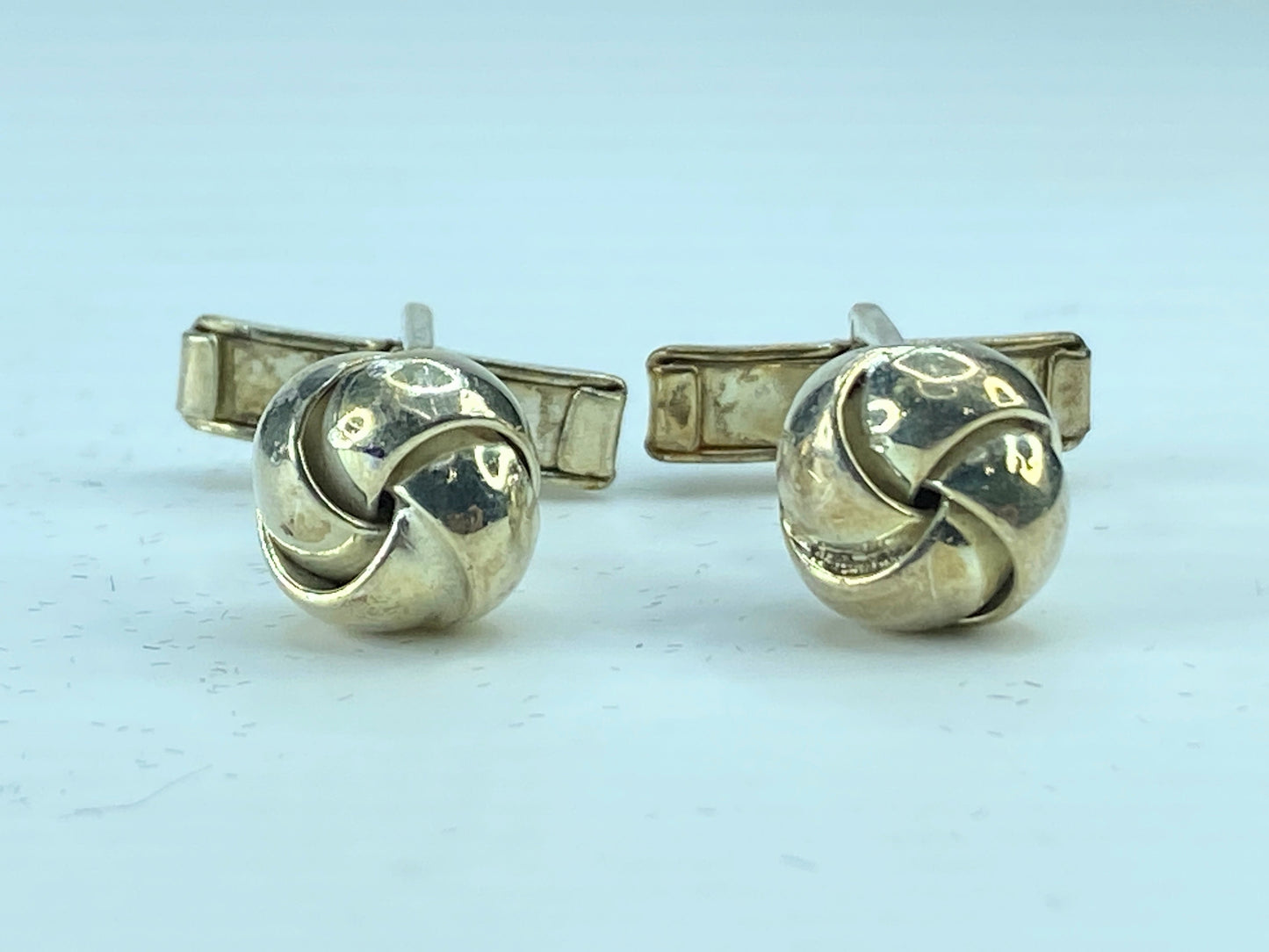 Sterling Silver Twist Knot cufflinks 10.8mm 12g in black velvet box JR266