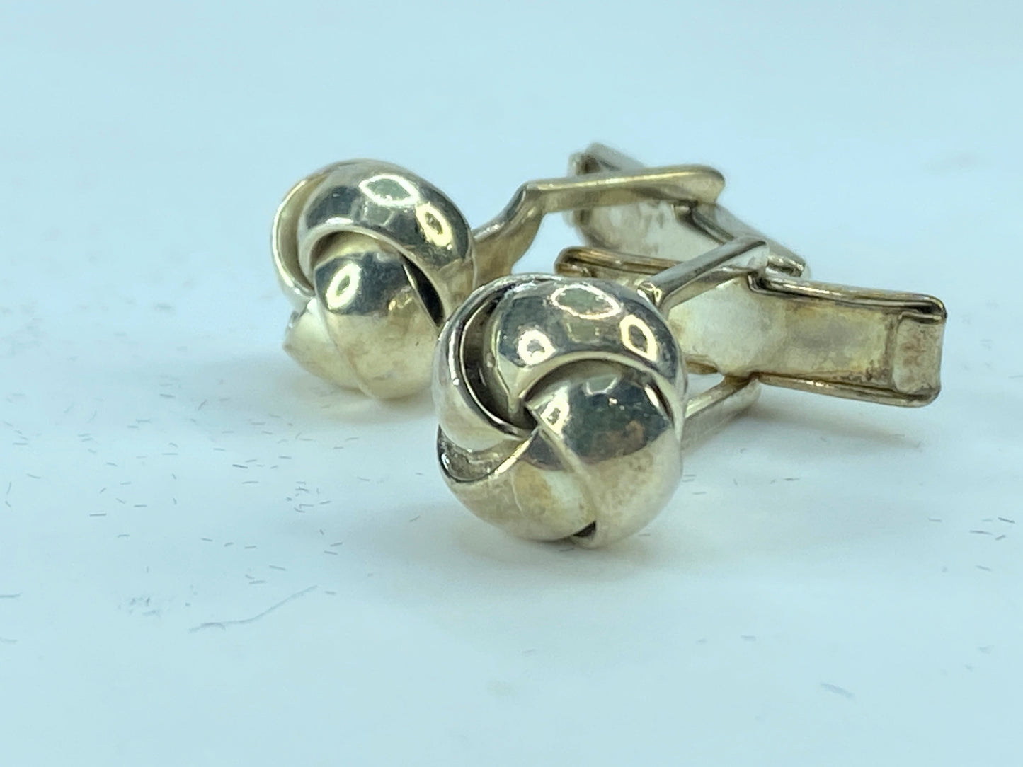 Sterling Silver Twist Knot cufflinks 10.8mm 12g in black velvet box JR266