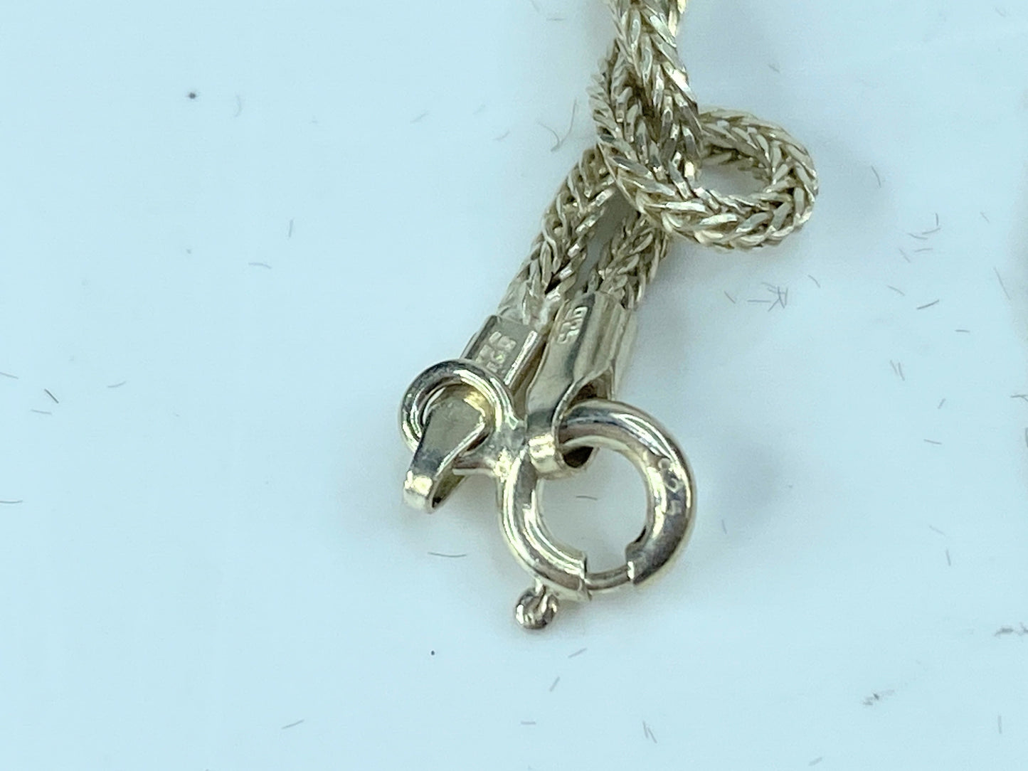 GUCCI G logo pendant wheat Fox tail Sterling Silver necklace authentic 16" GS327