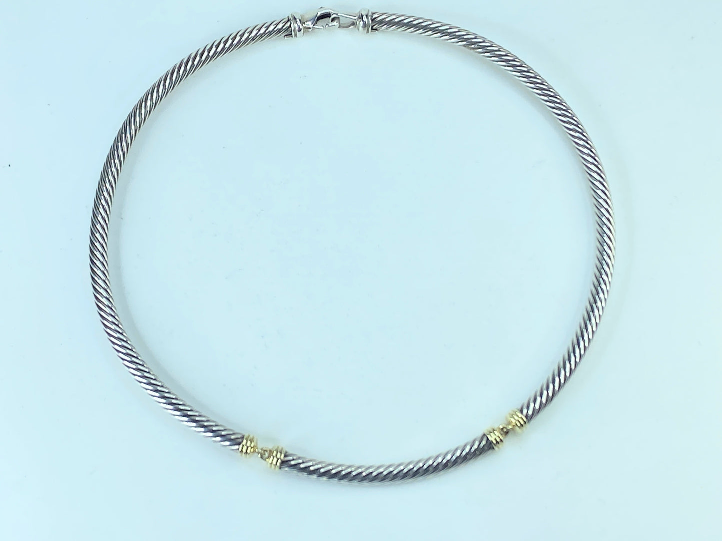 David Yurman Sterling & 14K Yellow Gold Metro Cable Choker Necklace 16" JR270