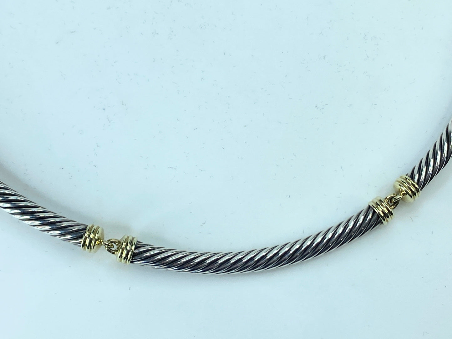 David Yurman Sterling & 14K Yellow Gold Metro Cable Choker Necklace 16" JR270