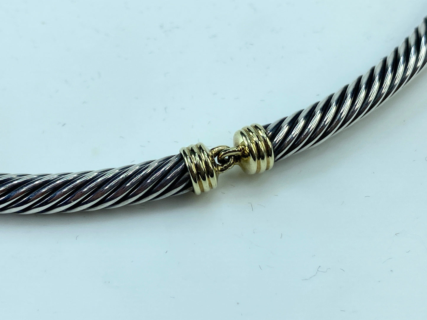 David Yurman Sterling & 14K Yellow Gold Metro Cable Choker Necklace 16" JR270