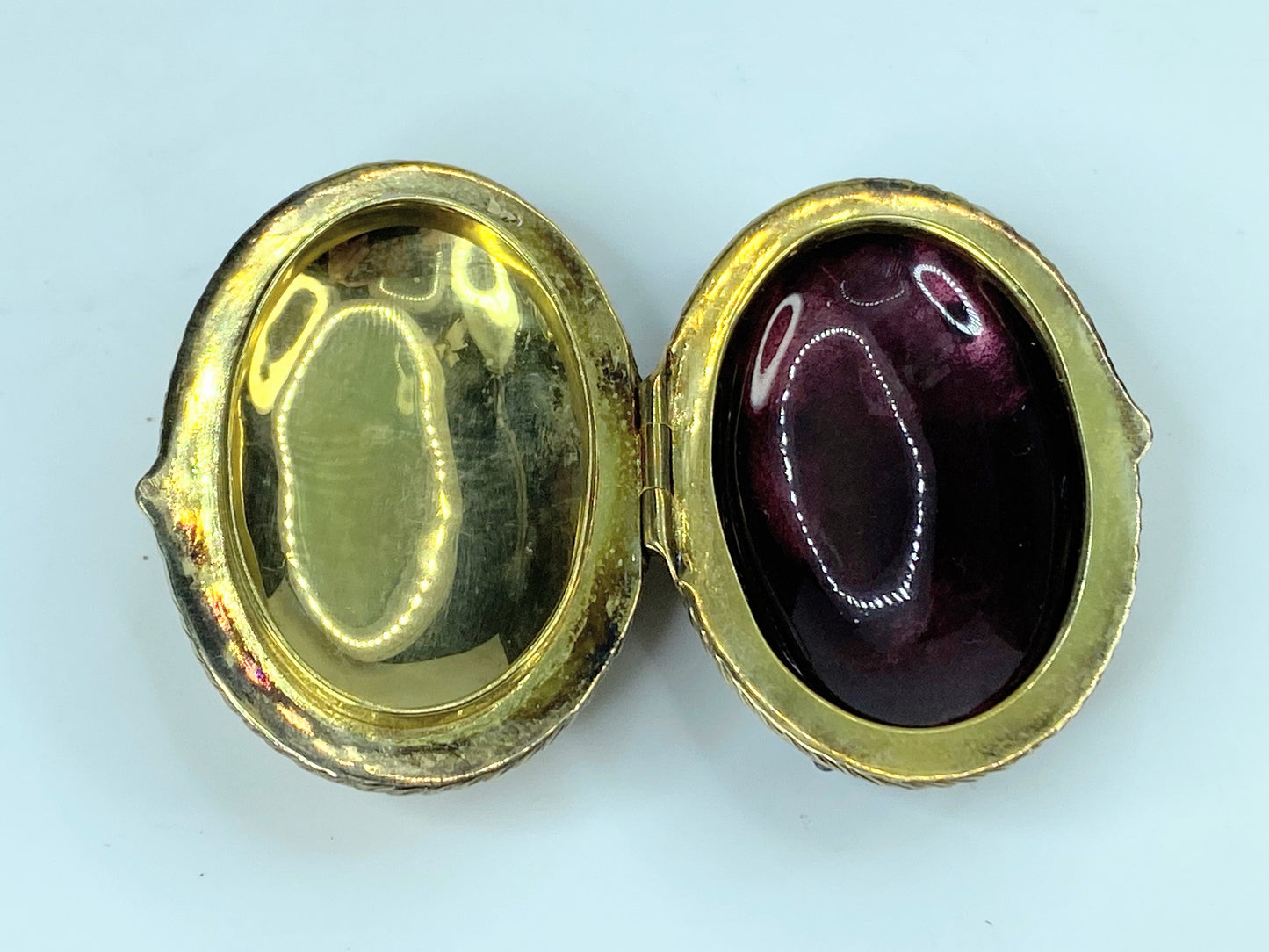 Sterling Enamel Tourmaline eyes Lady Bug gold wash locket pill box 2 7/8" SS88