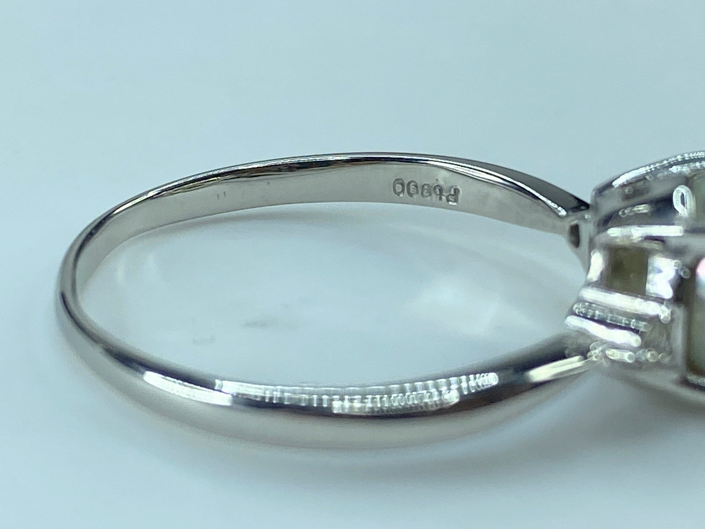 Platinum 8.5mm Grey Sea Pearl Diamond statement ring 4.5g s9.5 JR269