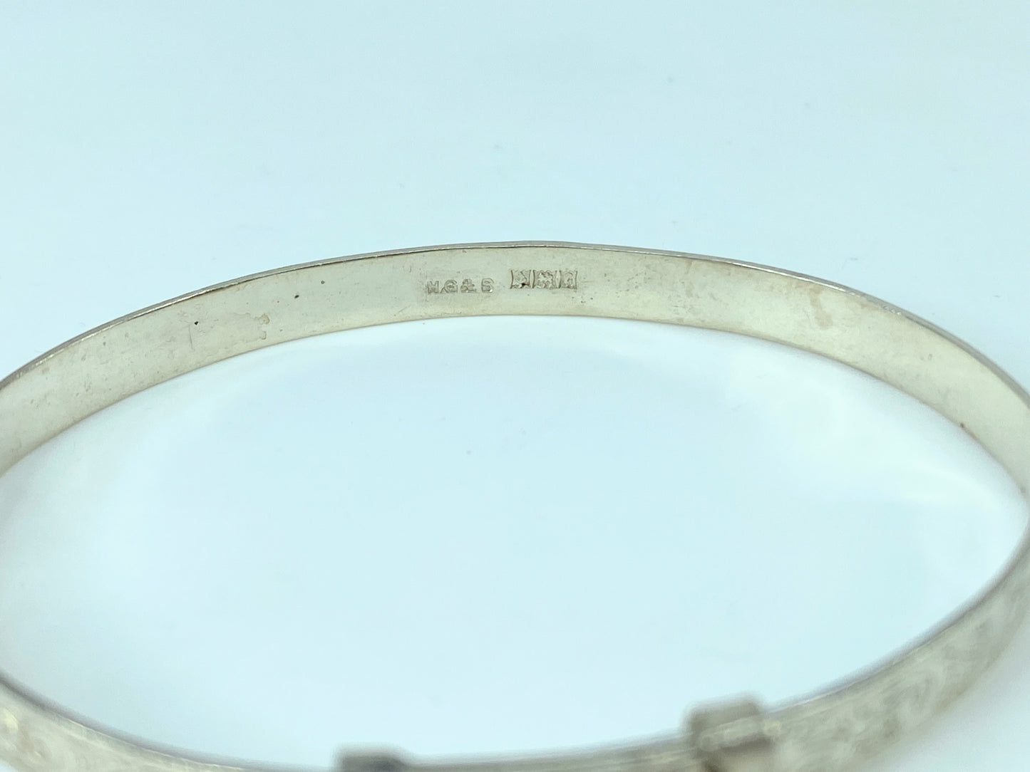 c1930's Sterling Silver 4.4mm Floral expandable children bangle 5.5" 5.1g JR814