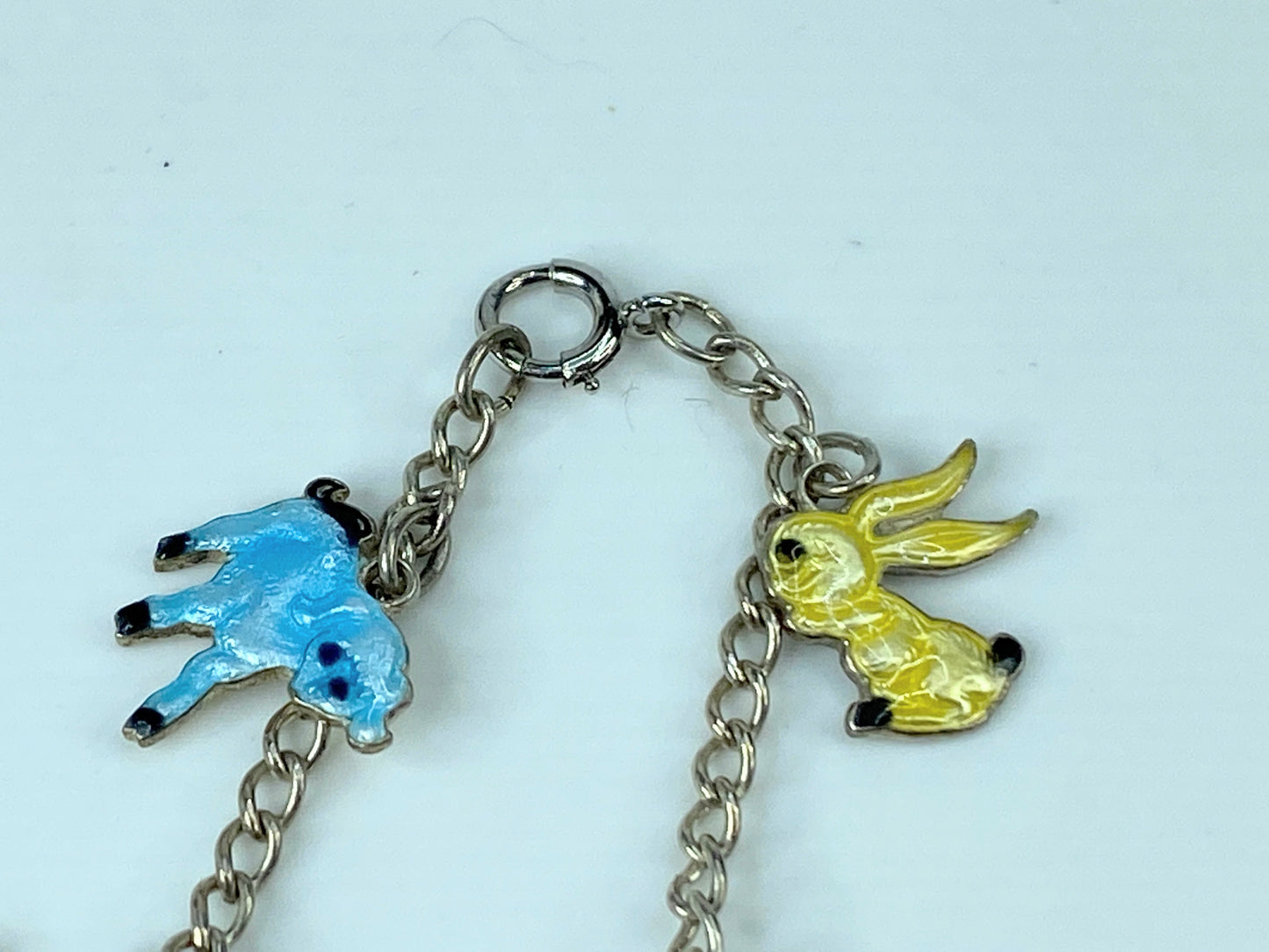 Uriscraft Sterling silver Animal Farm Enamel charm children bracelet 5.5" JR806