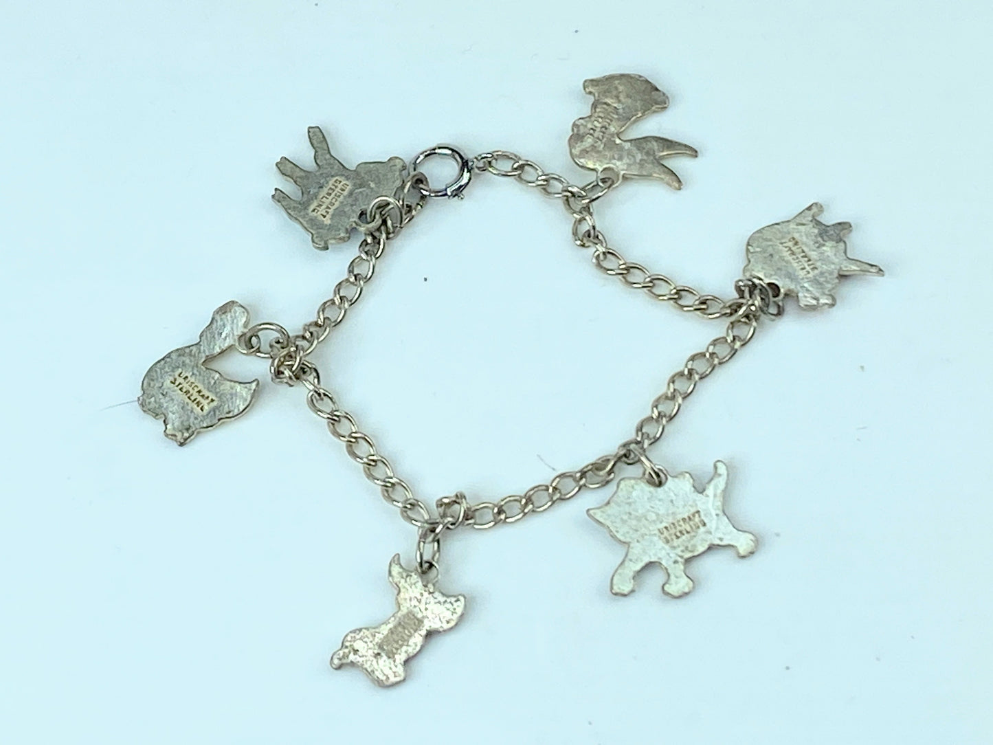 Uriscraft Sterling silver Animal Farm Enamel charm children bracelet 5.5" JR806