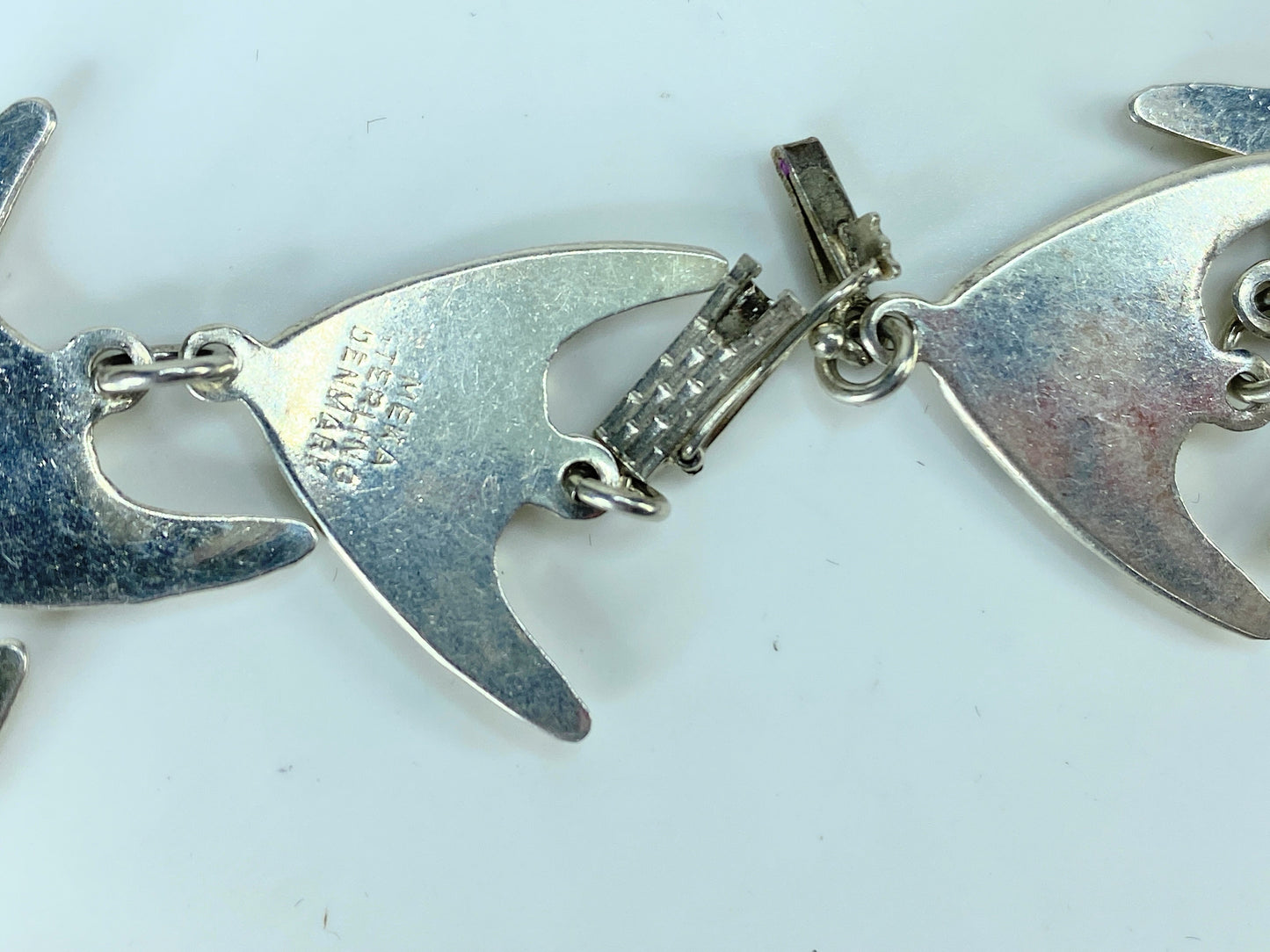 Meka sterling silver Enamel Angel Fish Necklace Rare Danish jewelry 16.5" JR276