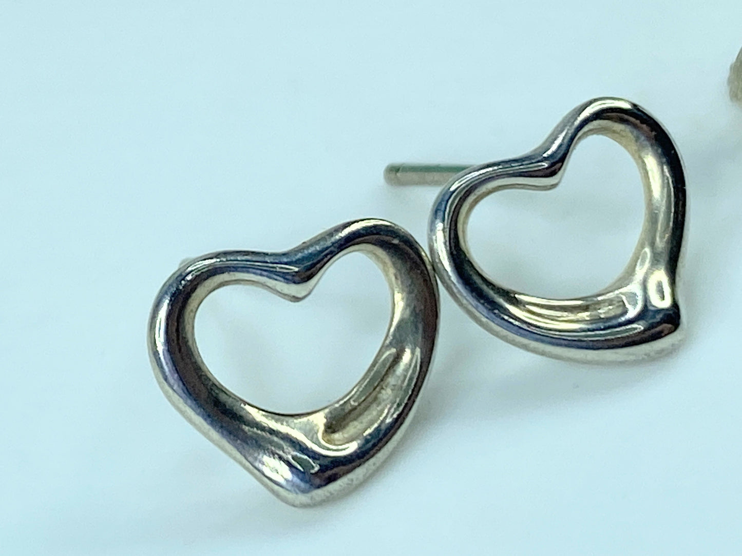Tiffany & Co. Elsa Peretti Open Heart Earrings 925 Sterling Silver 10mm JR808