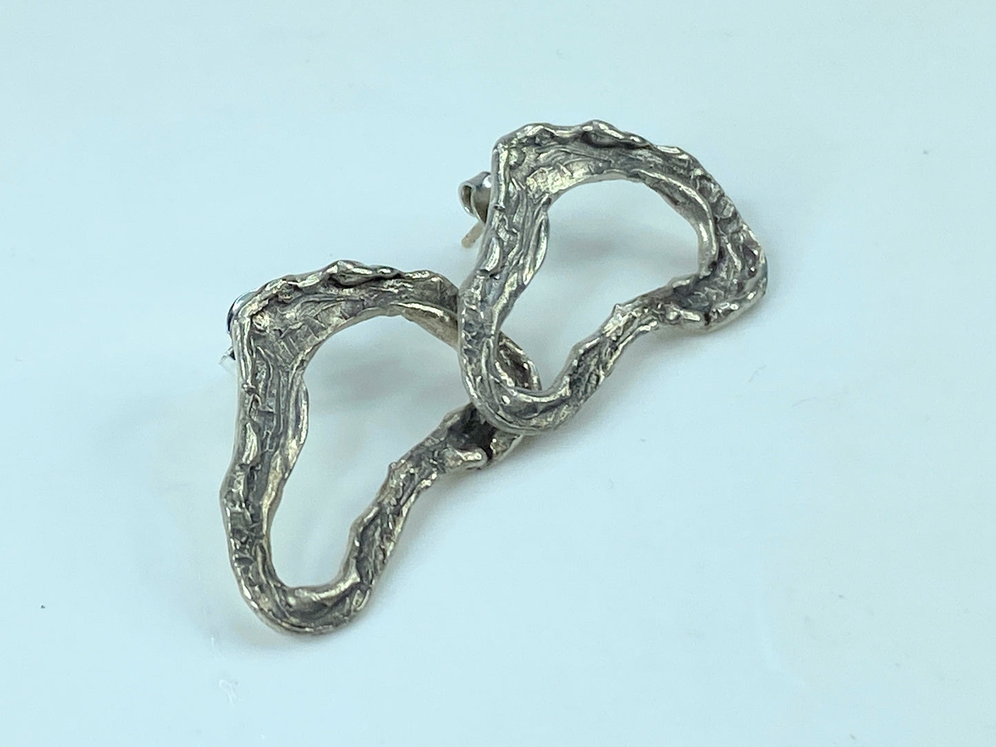 Sterling Silver Geometric texture openwork design pierced earrings JR809