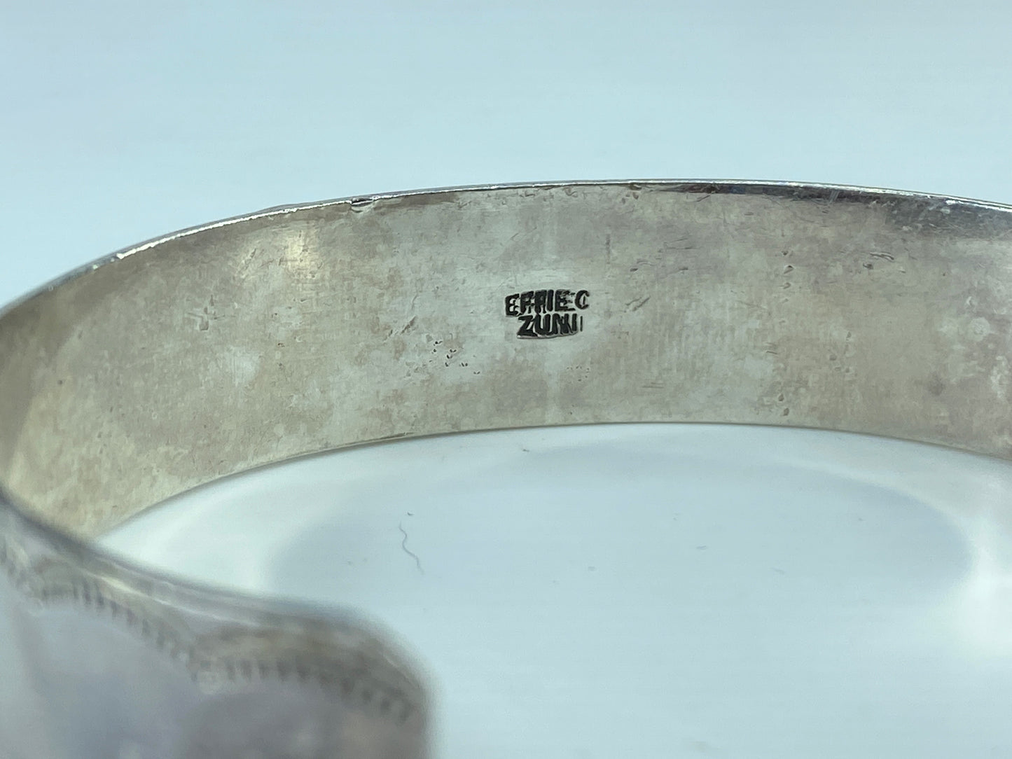 Zuni Sterling Silver Turquoise Snake Motif Cuff Bracelet 7 3/4" 23.1g JR283