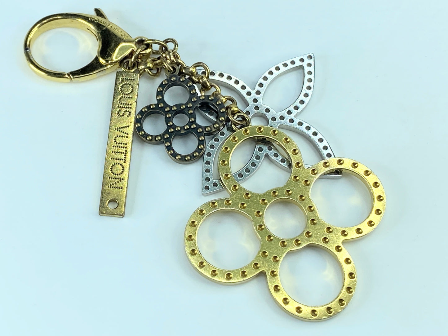 LOUIS VUITTON Bijoux Sac Tabage Bag Charm Gold Silver Tone in box GS330