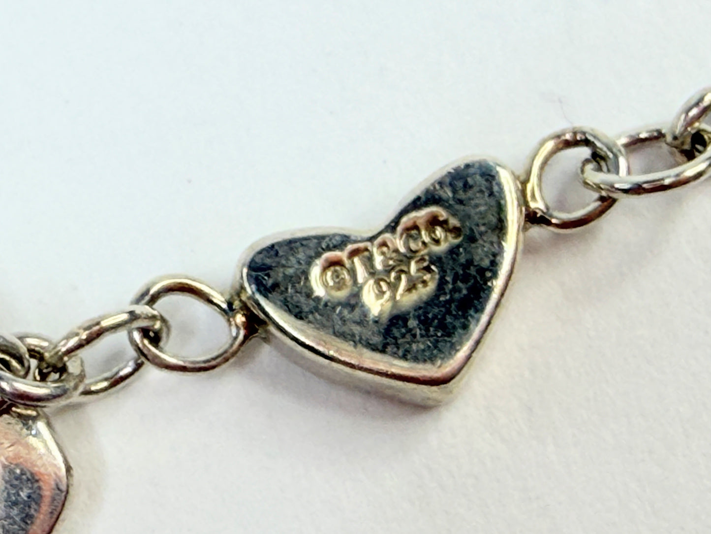 Tiffany & Co sterling Silver Heart Link Lariat Bracelet toggle clasp JR1302