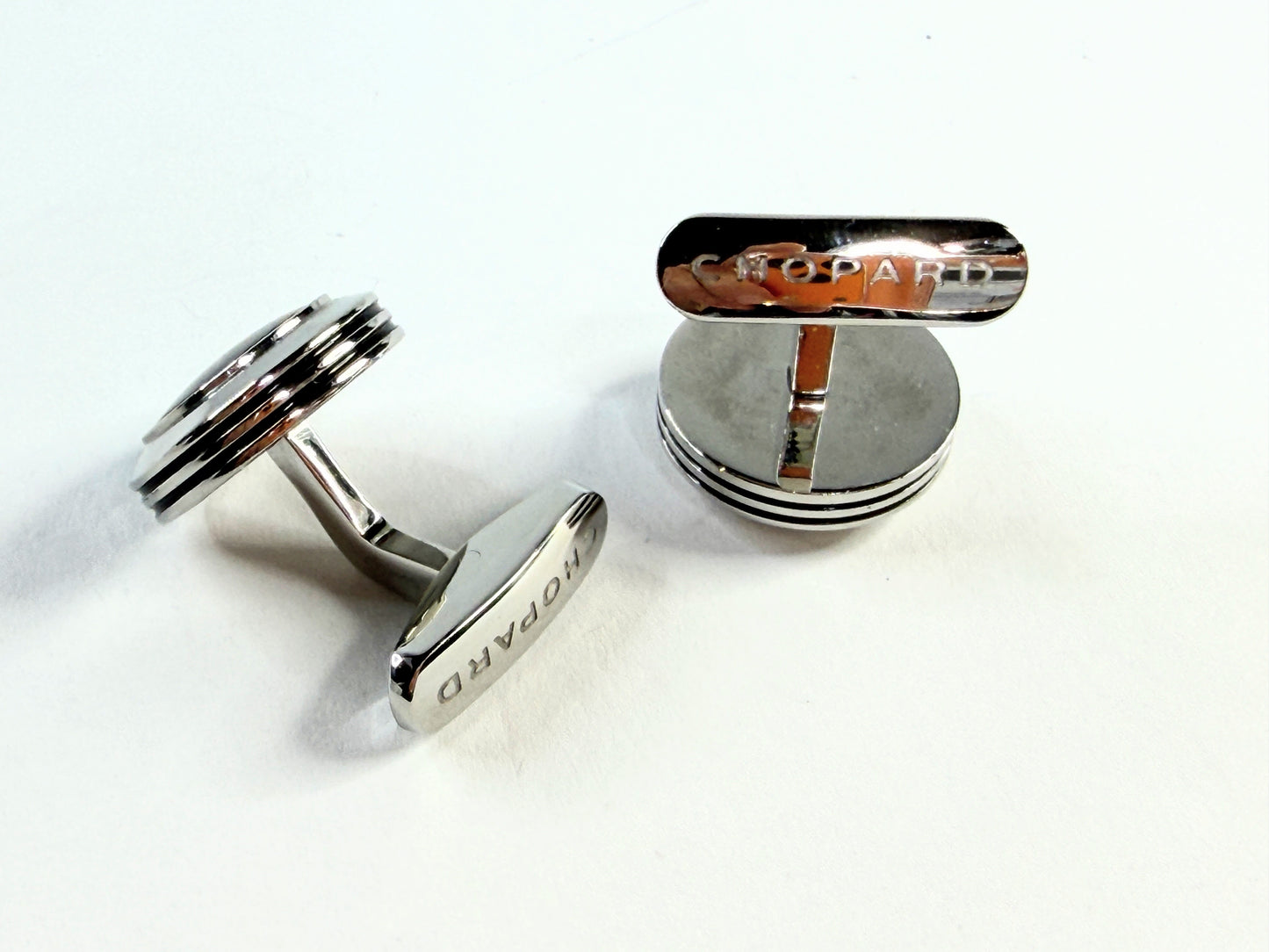 Vintage Chopard Classic Black Lacquer Stainless Steel Cufflinks SS197