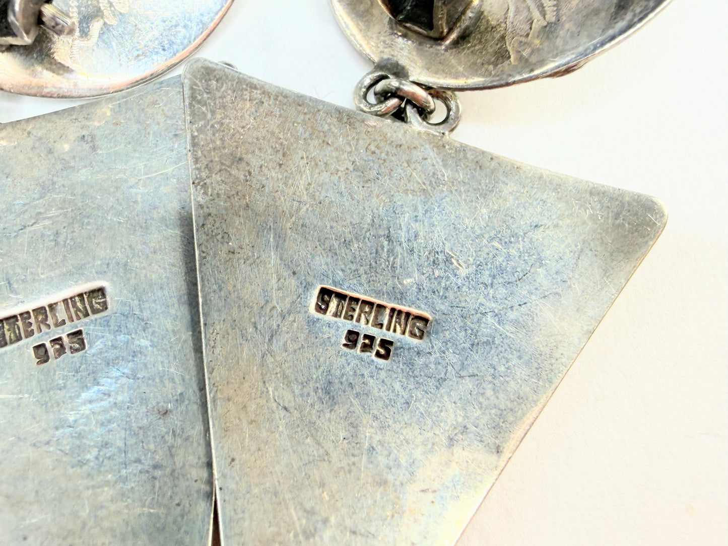 Vintage Handmade Lia Abbott Sterling Amethyst Cabochon Cross Earrings JR1304