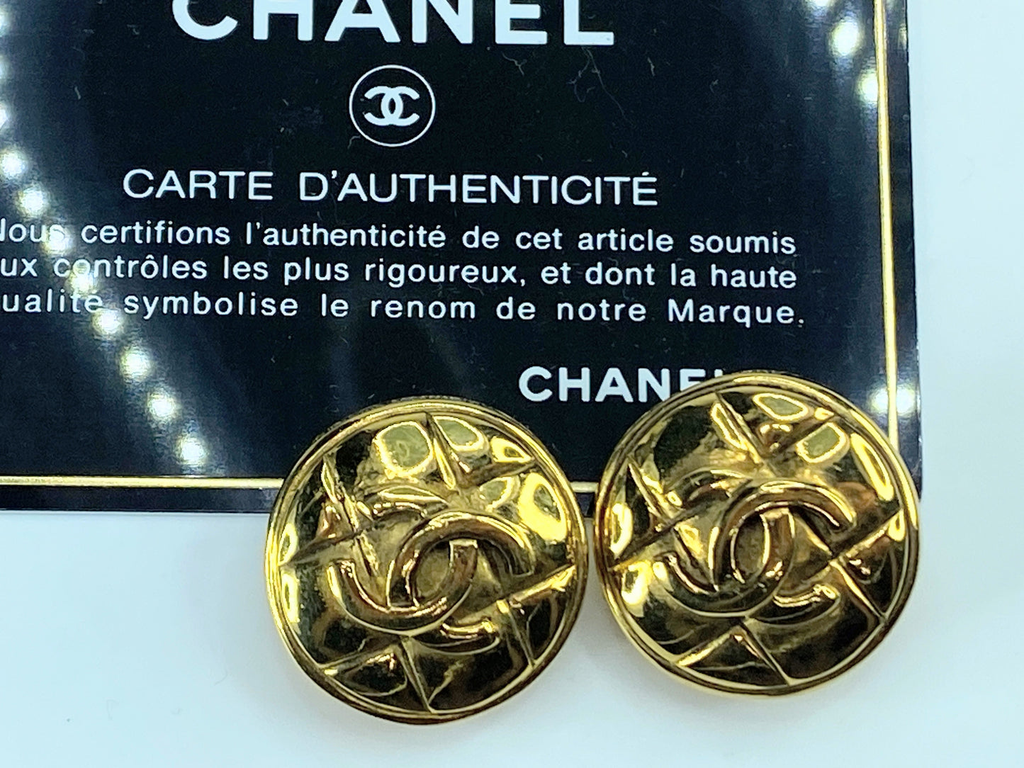 Chanel CC Diamond-Quilted gold tone clip-on earrings, 25.5mm GS339