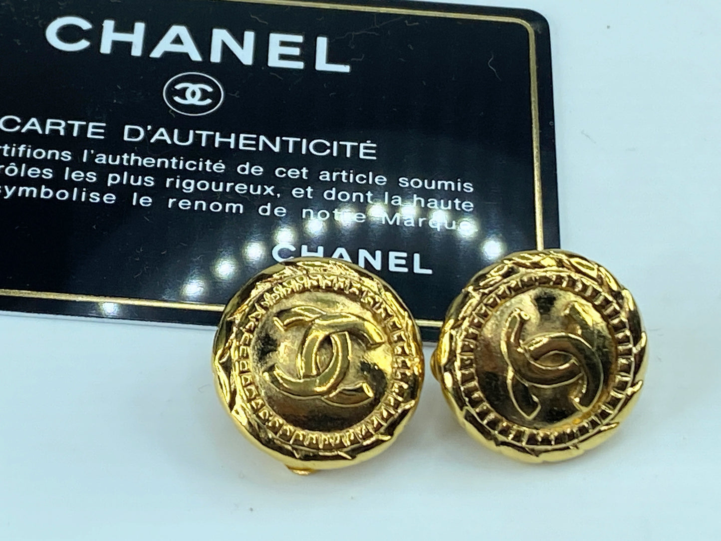 Chanel Coco Mark Clip-on gold tone earrings authentic 22.2mm 17.1g GS340