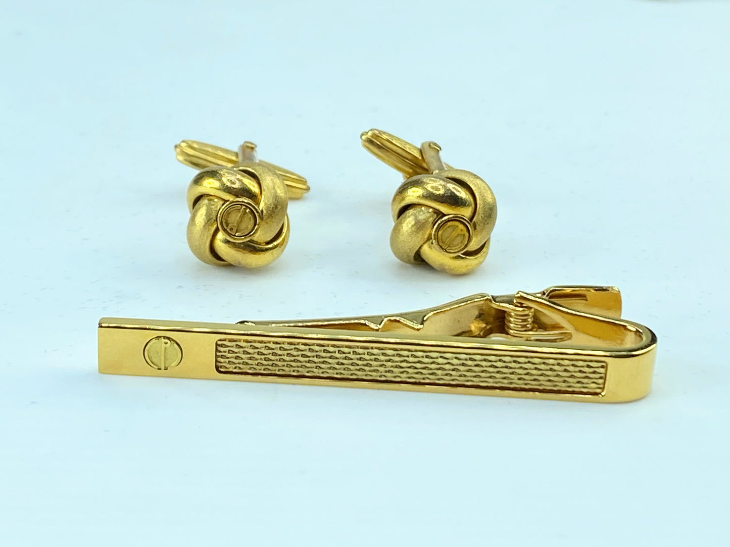 DUNHILL Cuffs Tie pie set D Mark Gold-tone Bracket Authentic excellent GS343