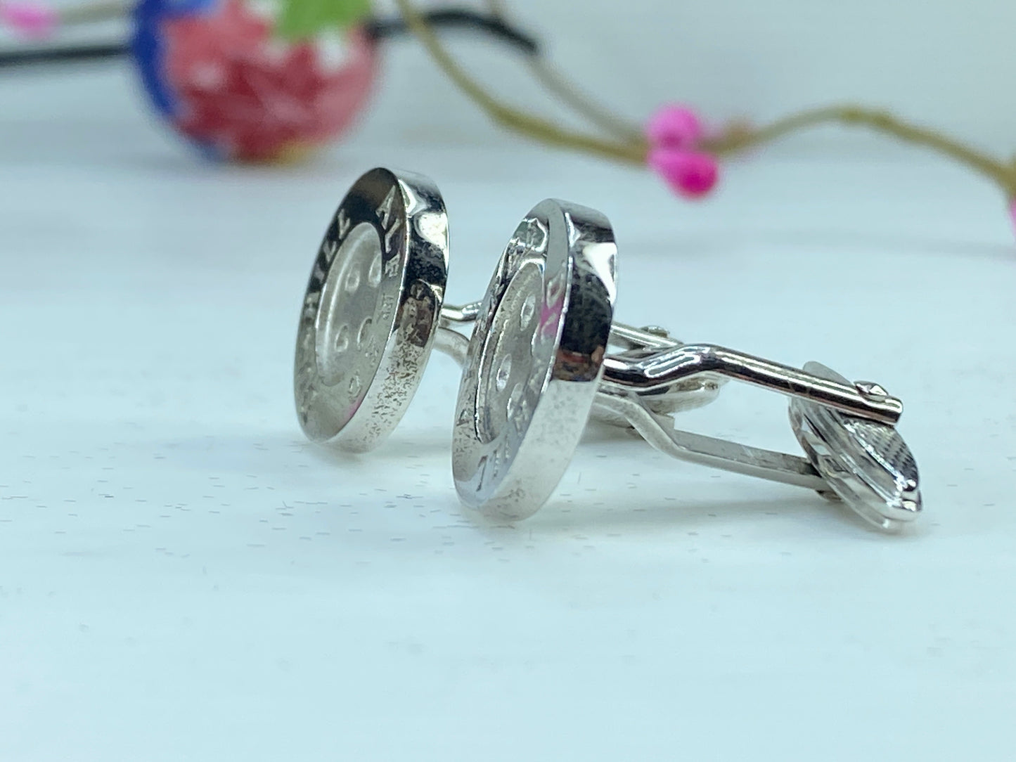 DUNHILL Cufflinks button Design Sterling Silver 925 Authentic G345
