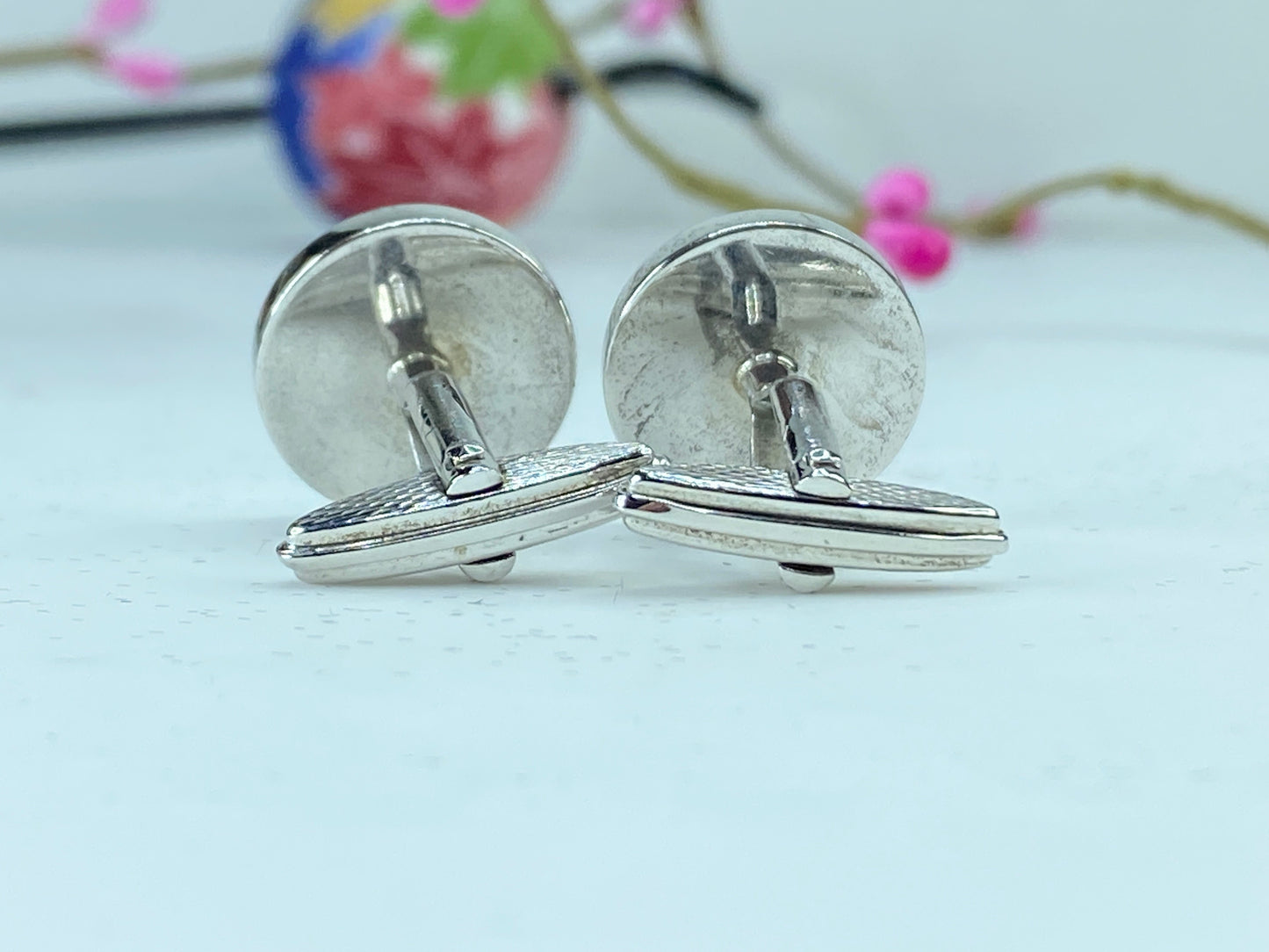 DUNHILL Cufflinks button Design Sterling Silver 925 Authentic G345