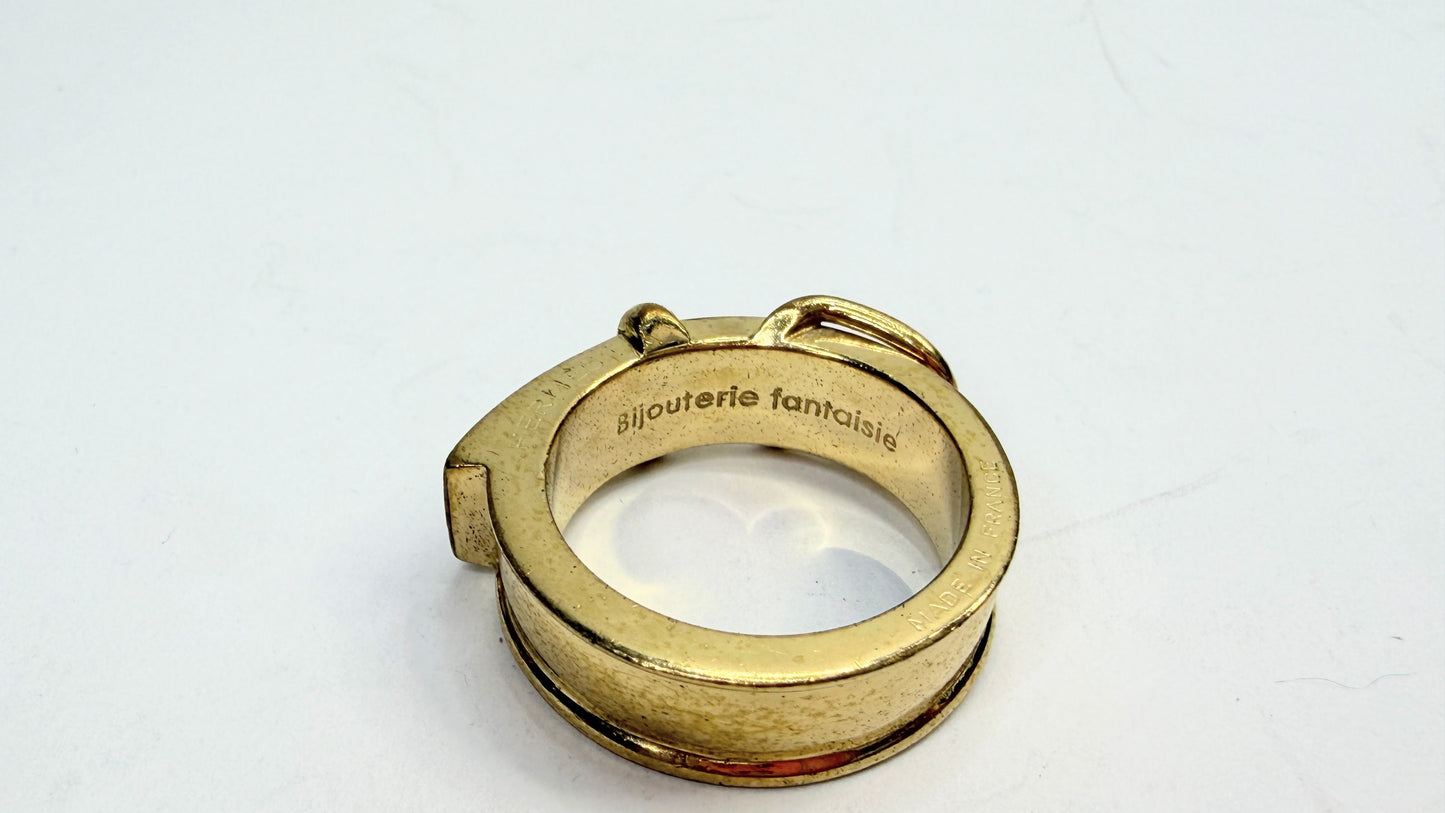 Hermès Gold Plated Buckle Bijouterie Fantaisie Scarf ring authentic GS746