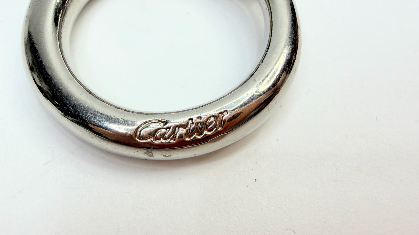 Vintage Cartier Silver Plated Pantail Logo Keychain with box authentic SS201