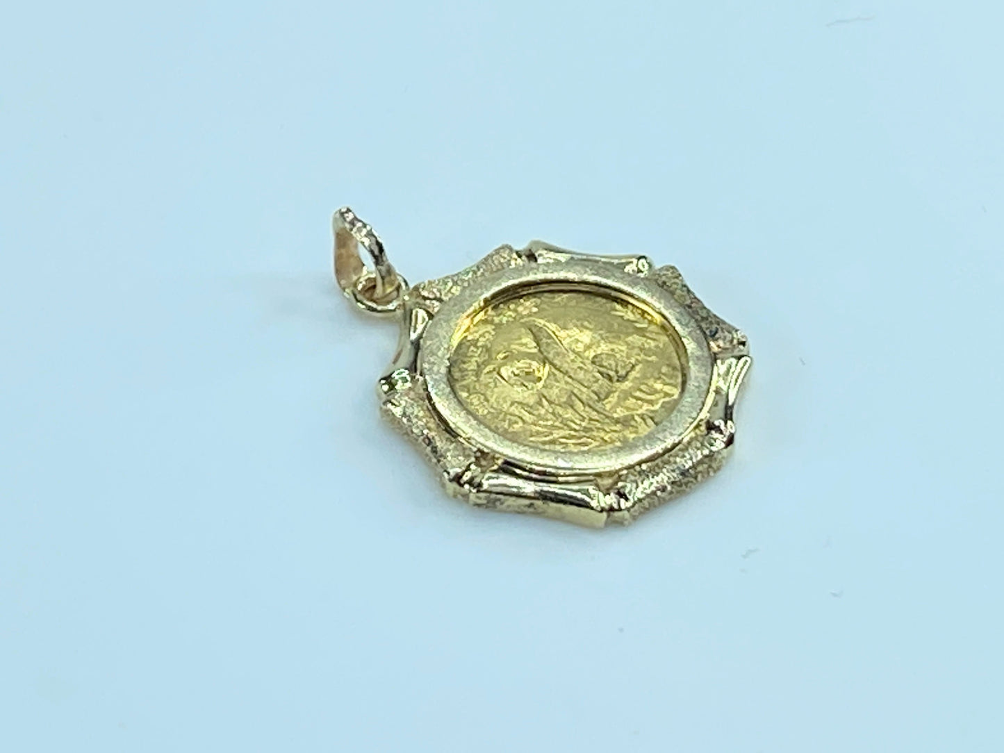 c1995 $5 1/20 oz 999.9 Panda Gold coin in 14K bamboo bezel
