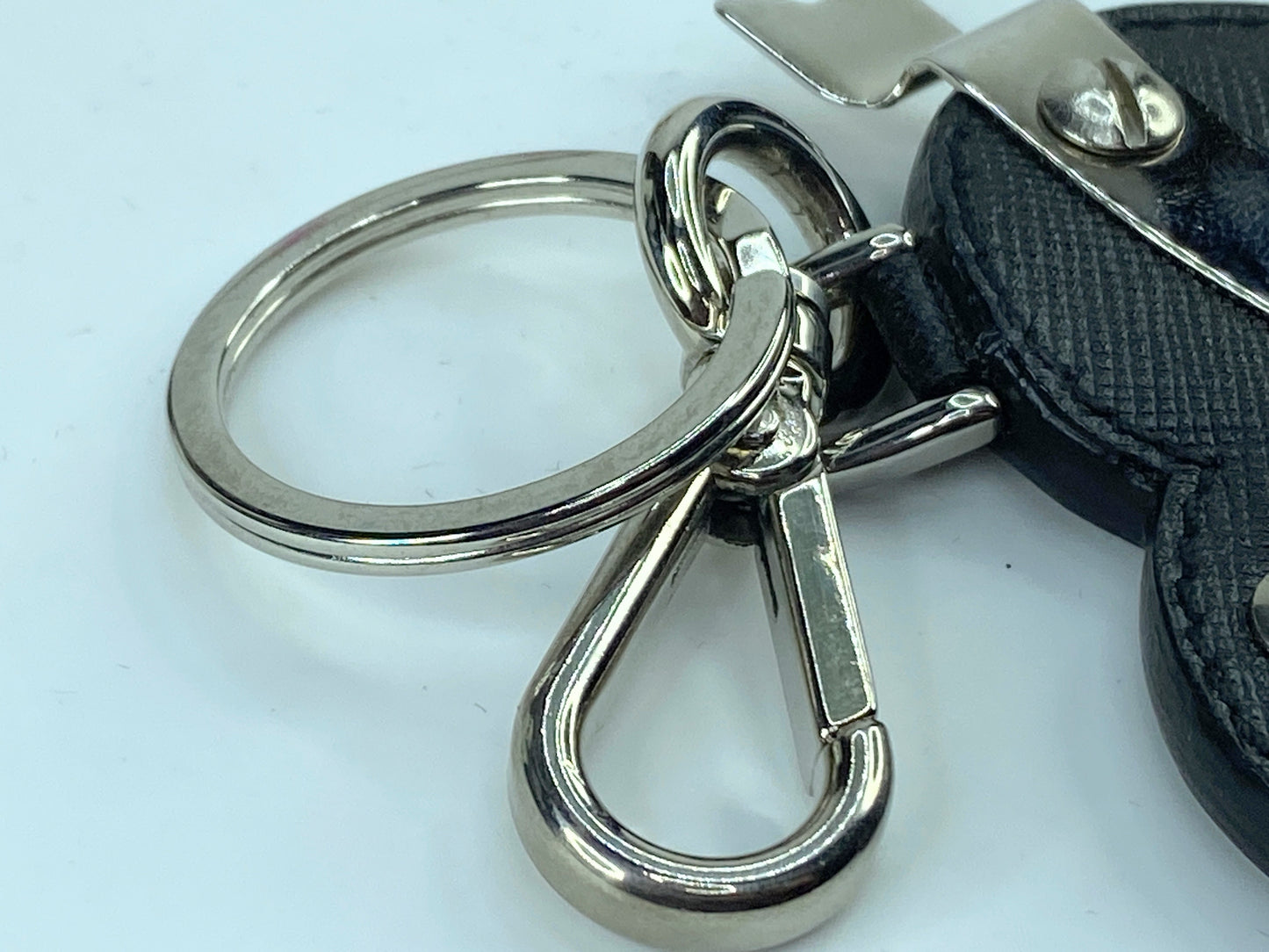 Prada Leather Saffiano Heart Bag Me Keychain - Black Keychains GS348