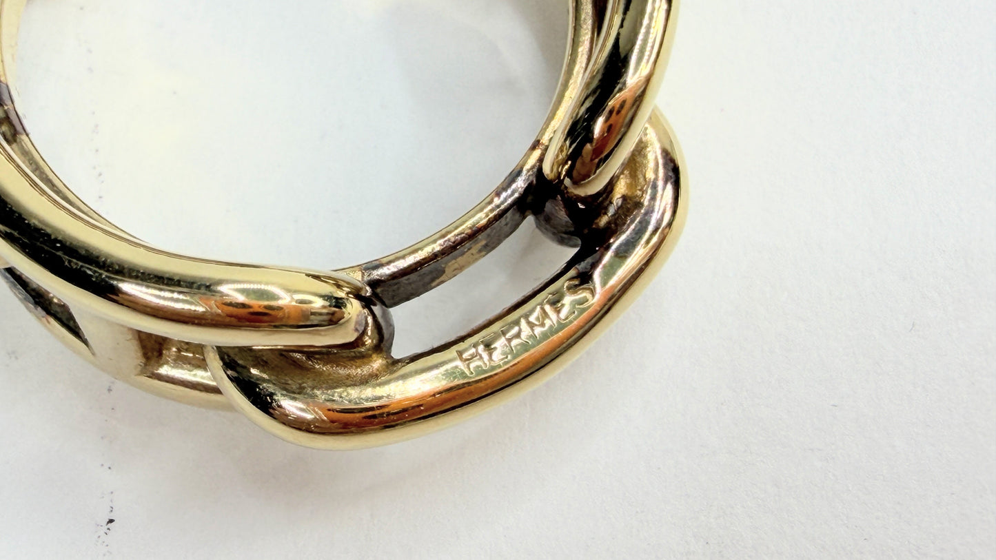 Vintage Hermès New Gold Chain d'Ancre Scarf Ring authentic GS753