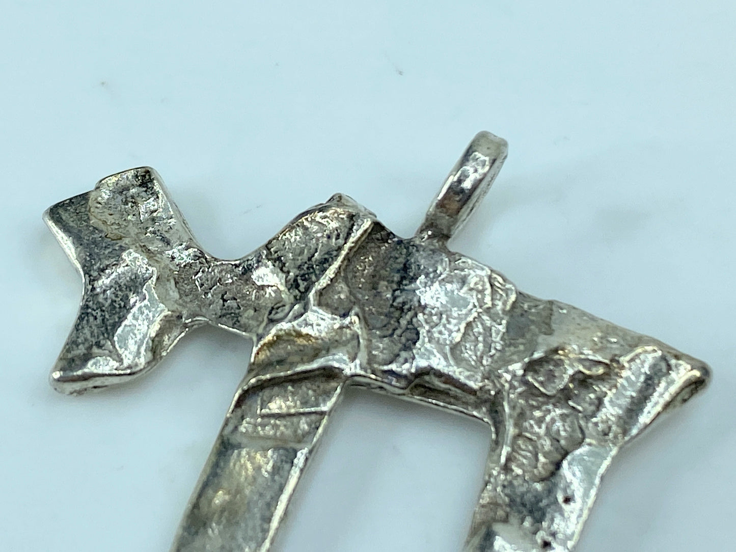 Jewish Art sterling 925 Rachel Gera Big Chai Pendant Signed Modernist Art JR789