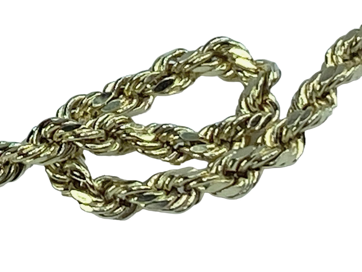 3.0mm Rope link Diamond cut necklace in 14K yellow gold