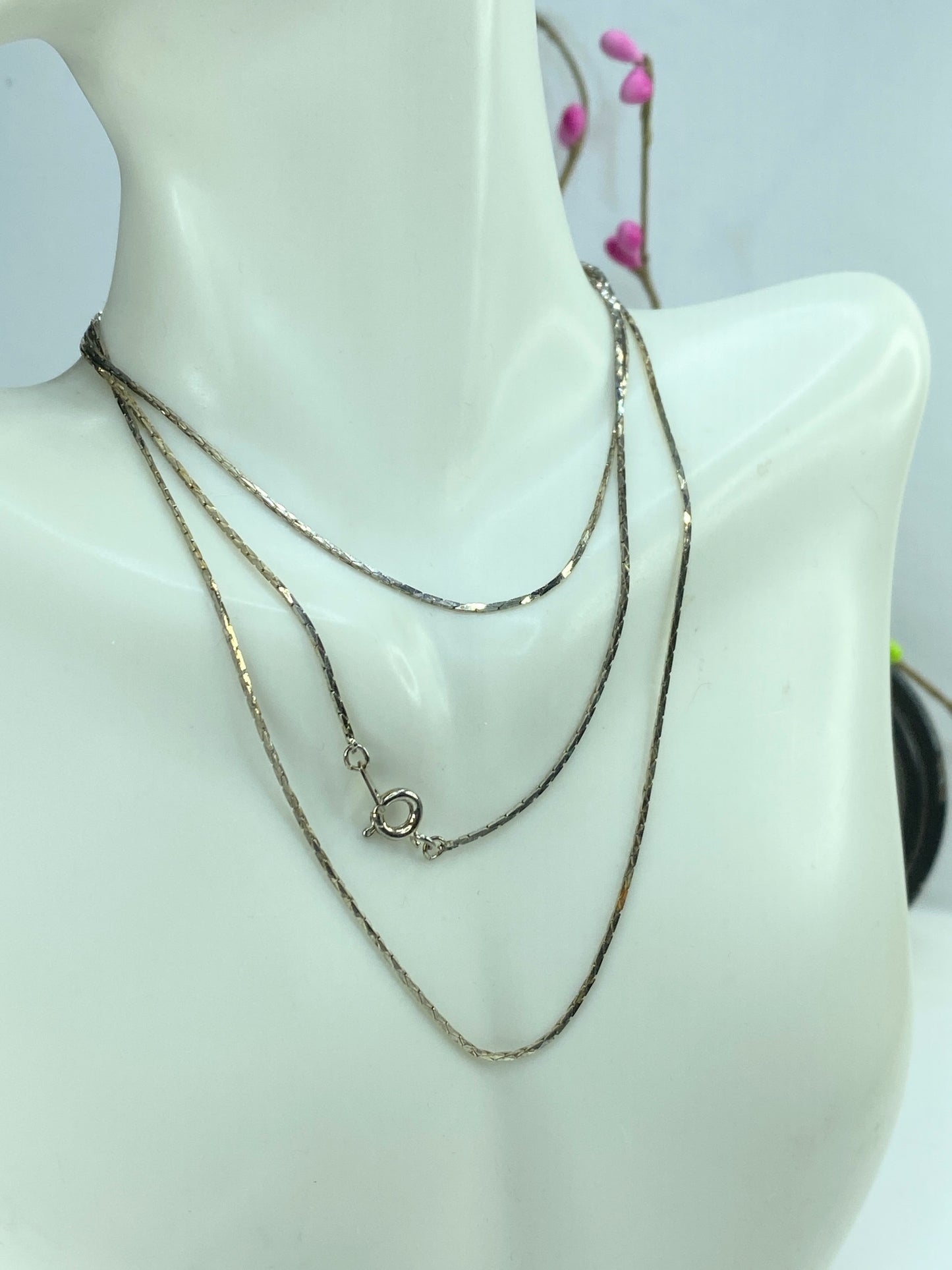 Sterling silver S-Serpentine Snake X-long necklace 30 inches 3.3g JR817