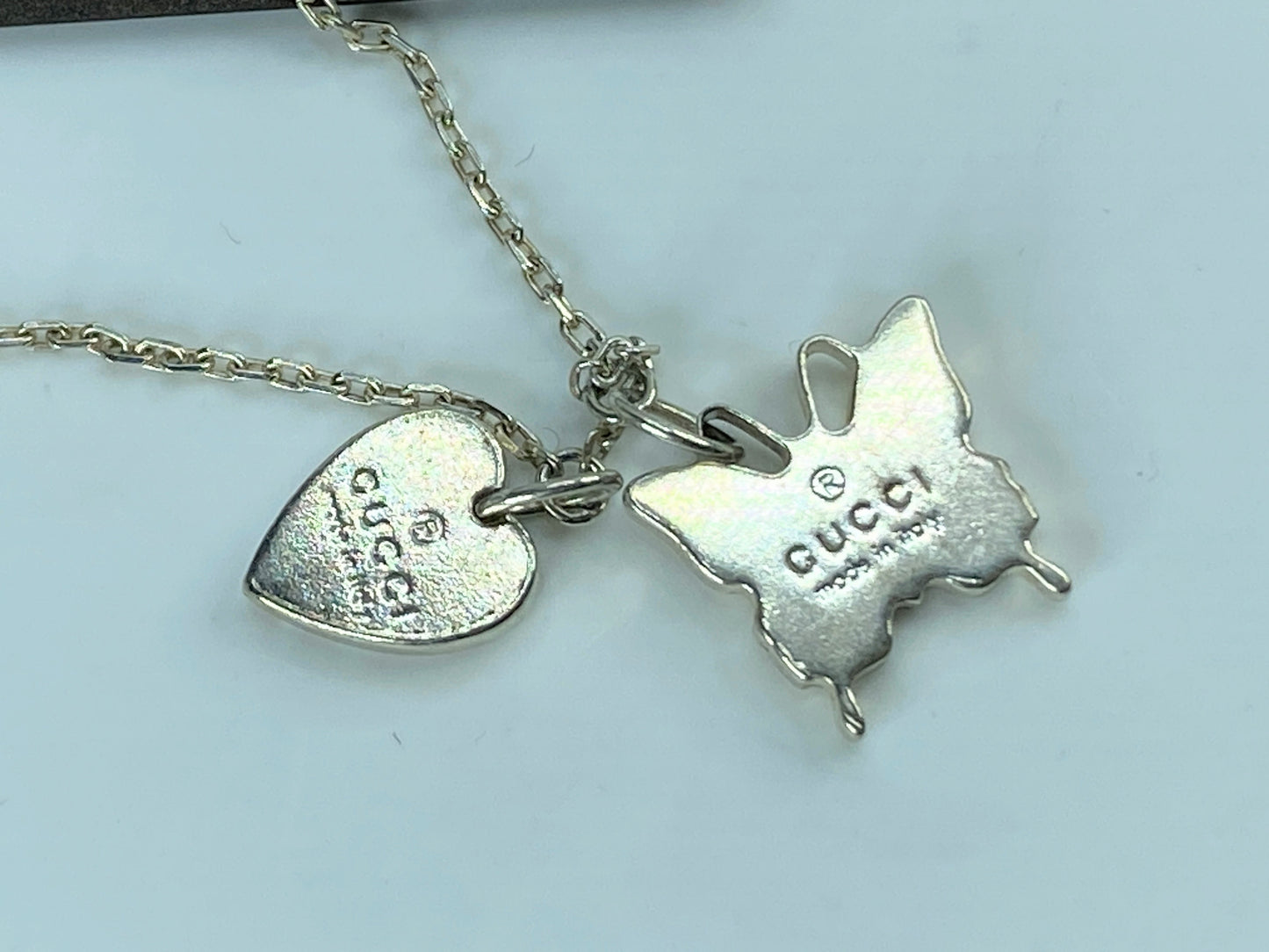 Gucci Trademark Heart & Butterfly Sterling silver bracelet 6 3/4" 5.8g JR820