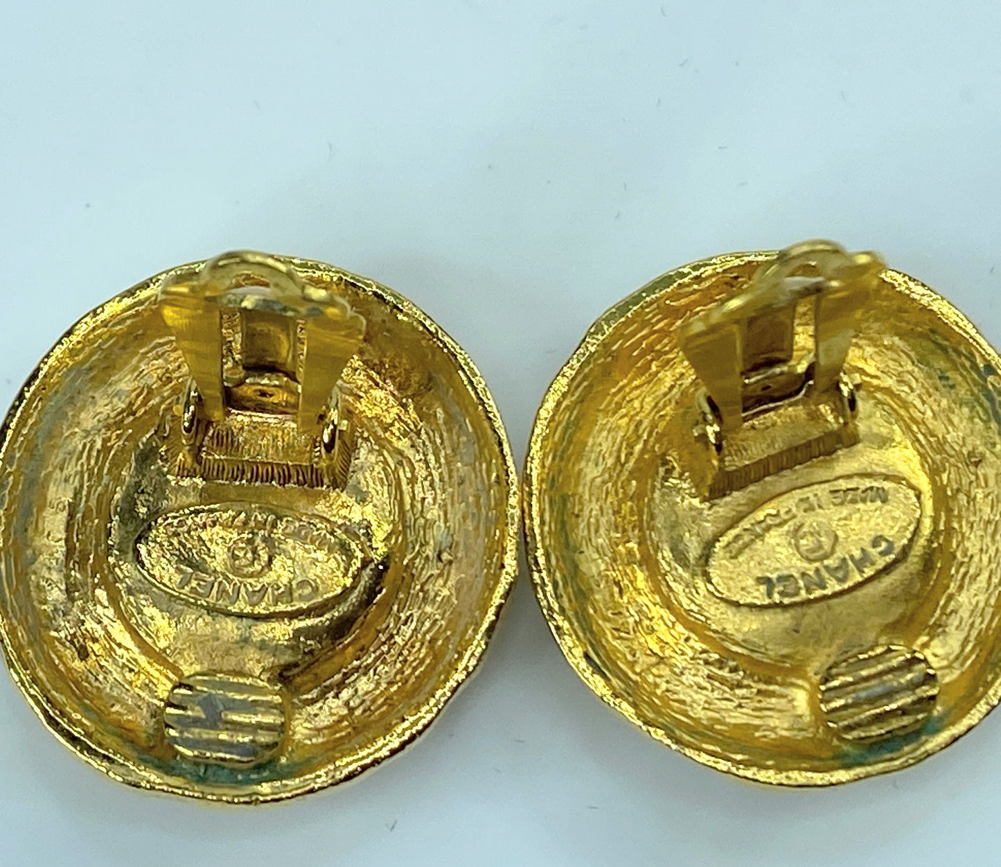 Vintage Chanel Etruscan Pearl Earrings 1970s GS388