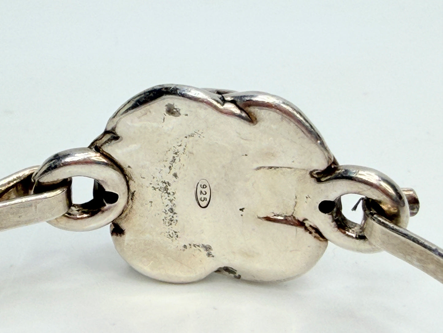 Vintage Sterling Silver Sculpted Rose Floral Hook Bangle Bracelet 925 JR1320