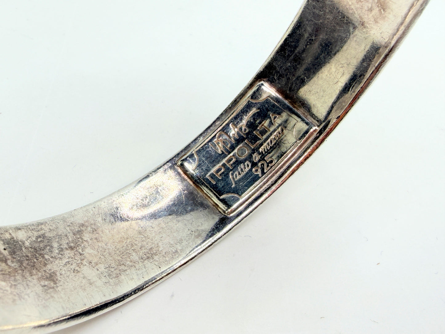 Vintage Ippolita Hammered Convex Sterling stackable Bangle Wide Style JR1322