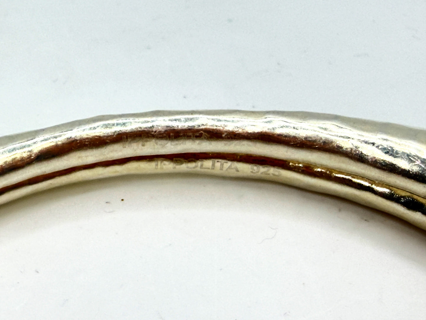 Vintage Ippolita Sterling Hammered Slim Bangle Bracelet Stackable 925 JR1321