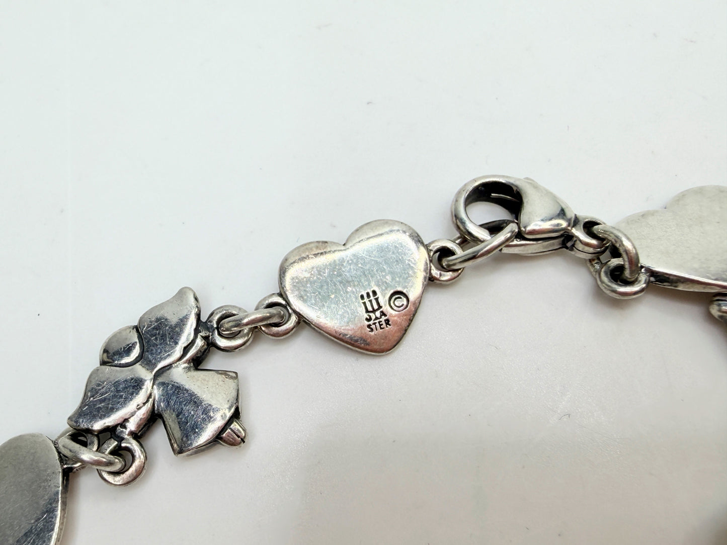 Rare Retired James Avery Sterling 925 Angel & Heart Link Bracelet w/box JR1324