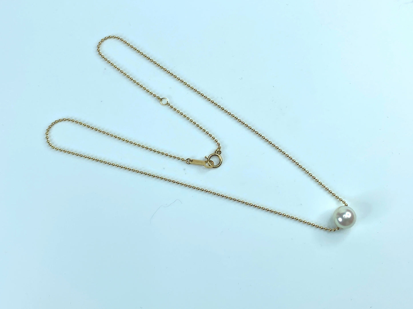 8.6mm Cultured Pearl sliding fancy bead link 18K gold necklace
