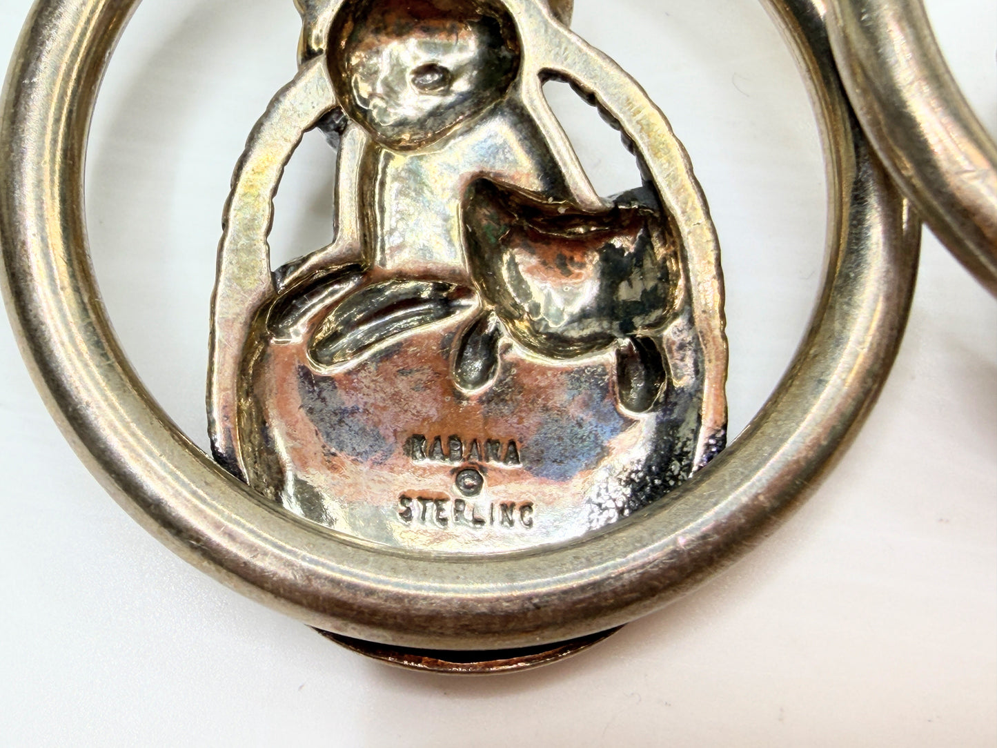 Signed Adorable Sterling Silver bundle Cat Basket Hoop Earrings JR1326