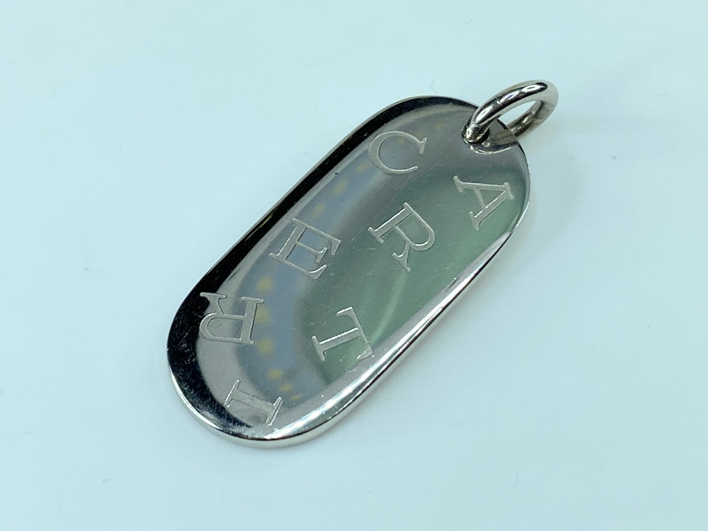 Cartier Logo Plate Charm Key Ring Key Holder Pendant Top Silver Accessory GS215