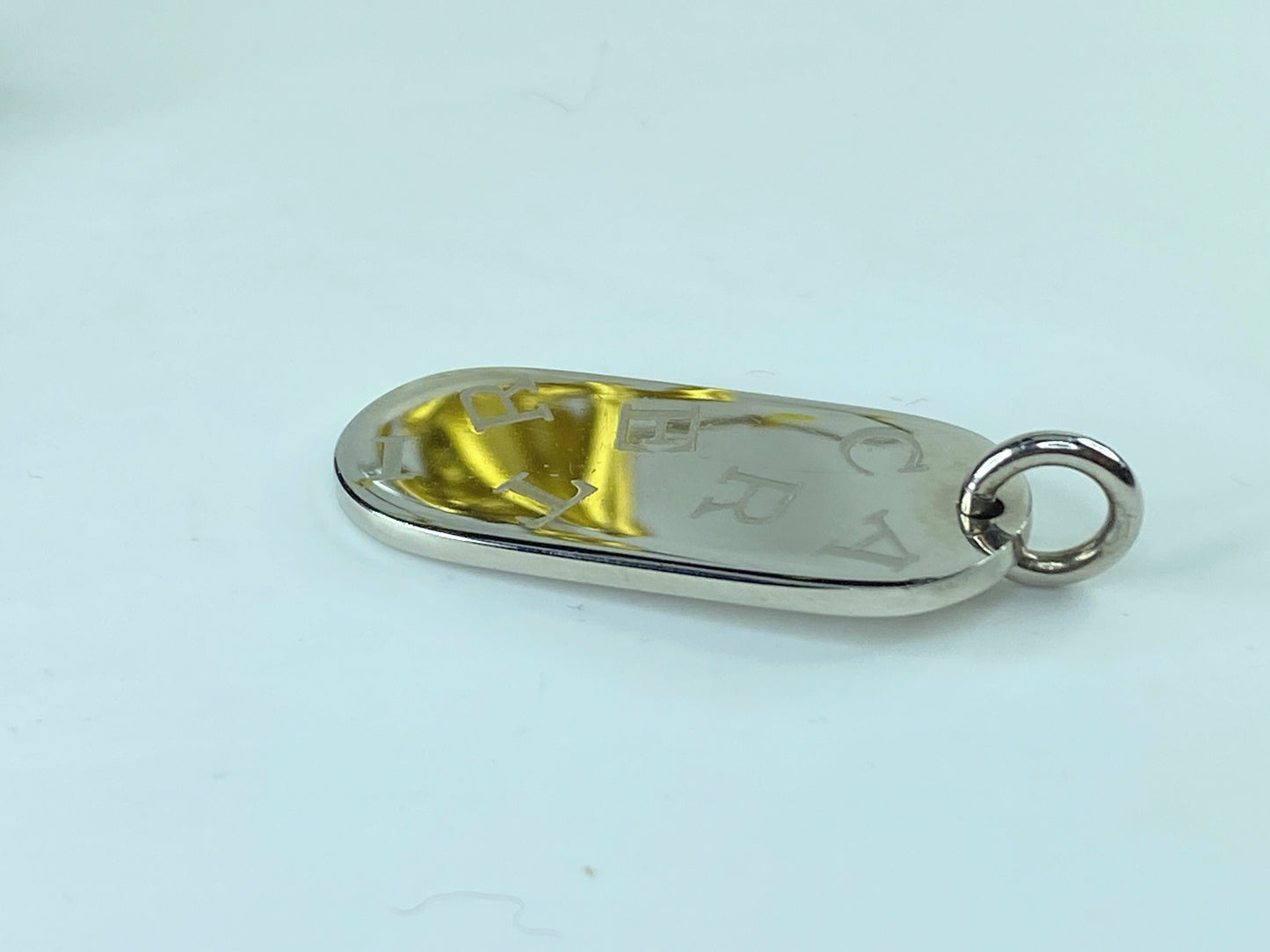 Cartier Logo Plate Charm Key Ring Key Holder Pendant Top Silver Accessory GS215