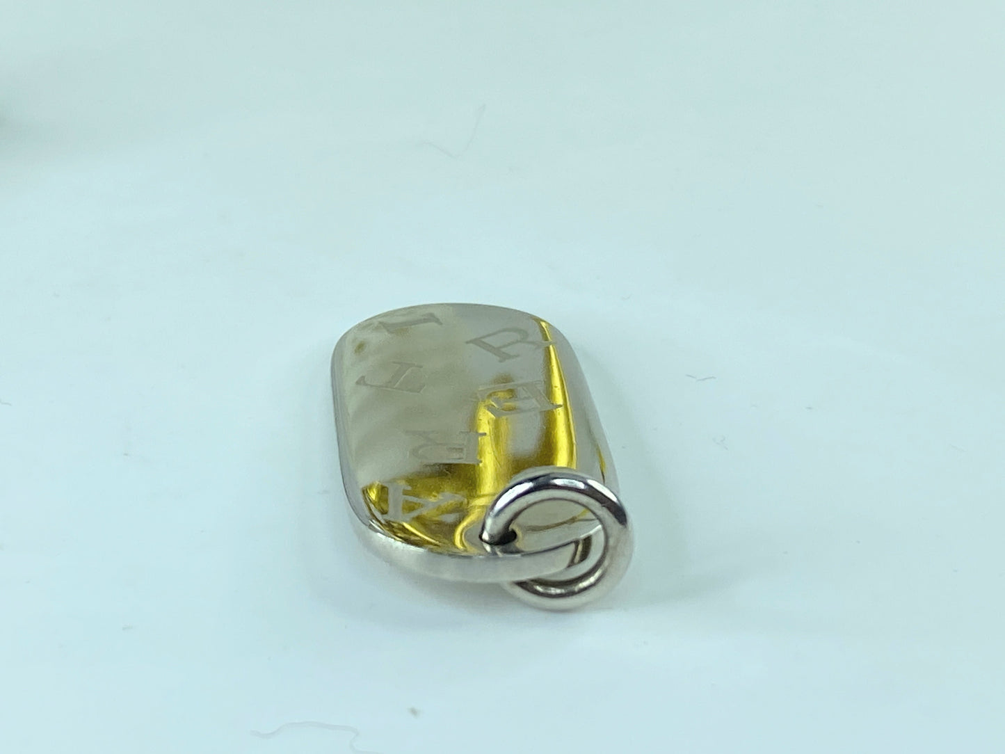 Cartier Logo Plate Charm Key Ring Key Holder Pendant Top Silver Accessory GS215