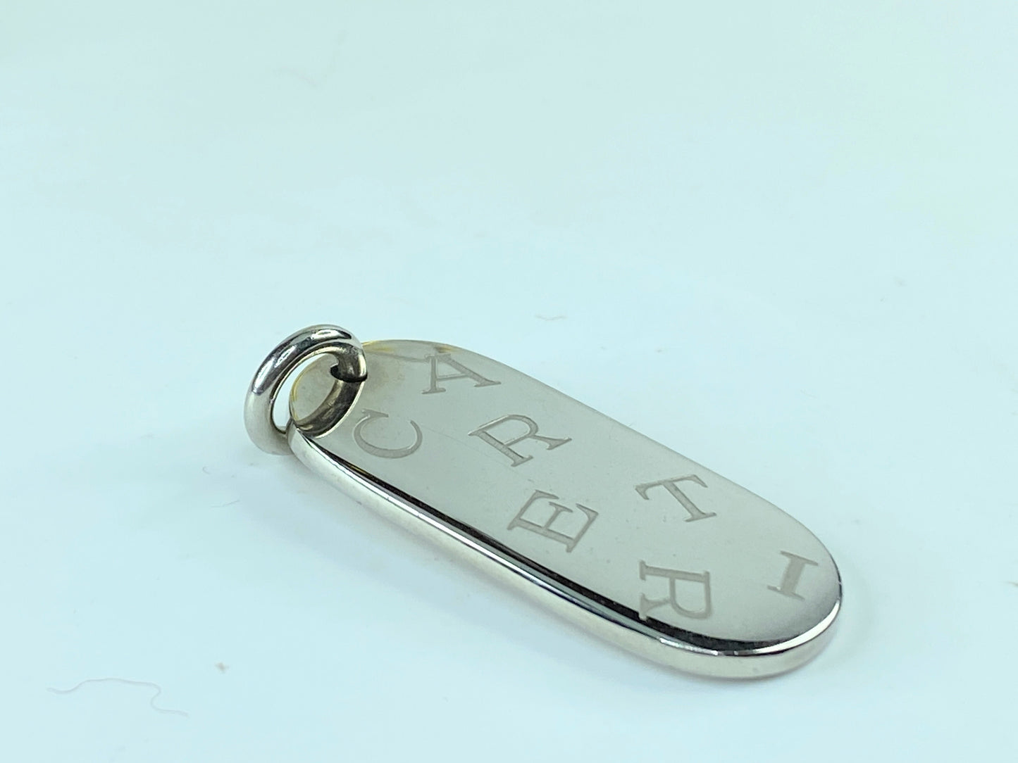 Cartier Logo Plate Charm Key Ring Key Holder Pendant Top Silver Accessory GS215